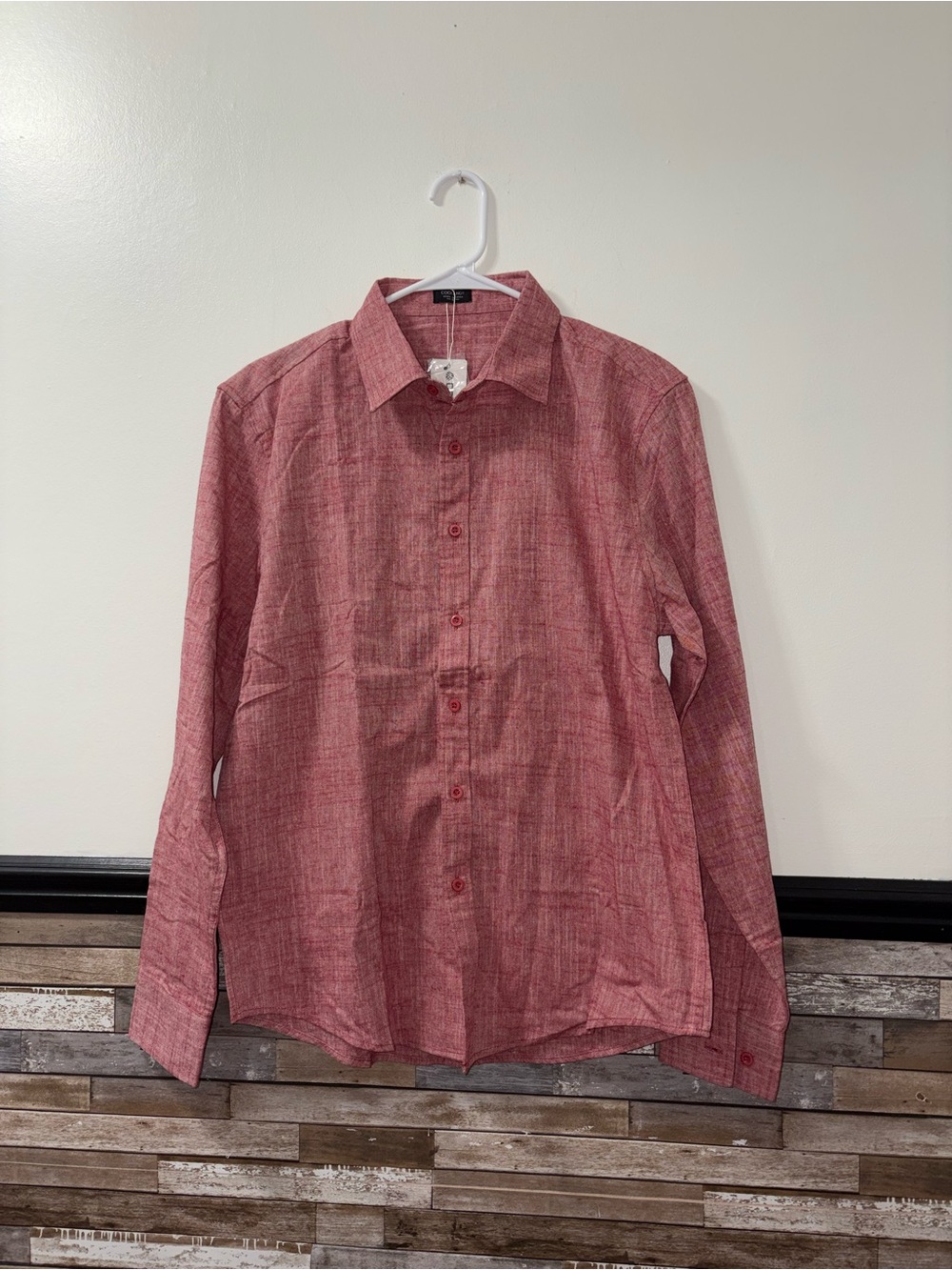 Coofandy Men's Dusty Red Button-Up Dress Shirt Size Small NWT